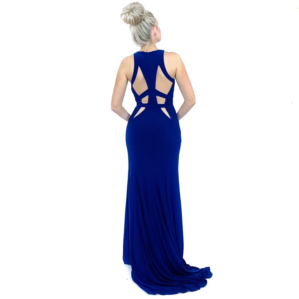 Navy Blue Fitted Pageant Evening Gown Prom Dress - Picture 8 of 8